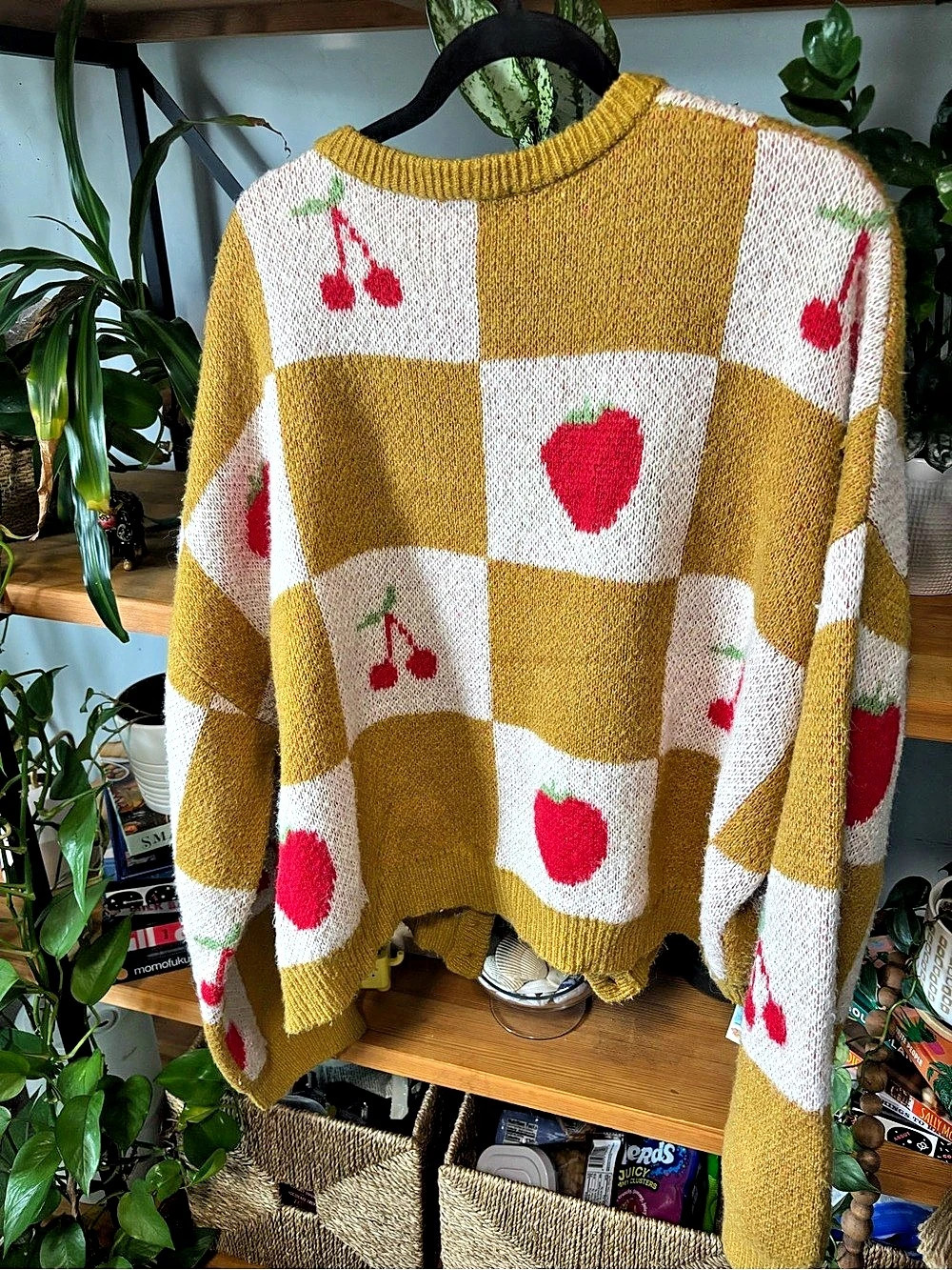 Lisa Says Gah Cherry Cardigan Color Block in Yellow & White - Picture 4 of 7